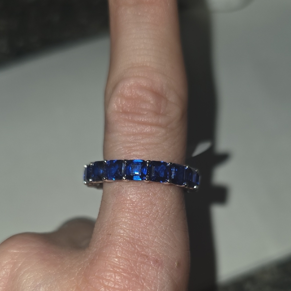 Elegant Blue Gemstone Silver Ring